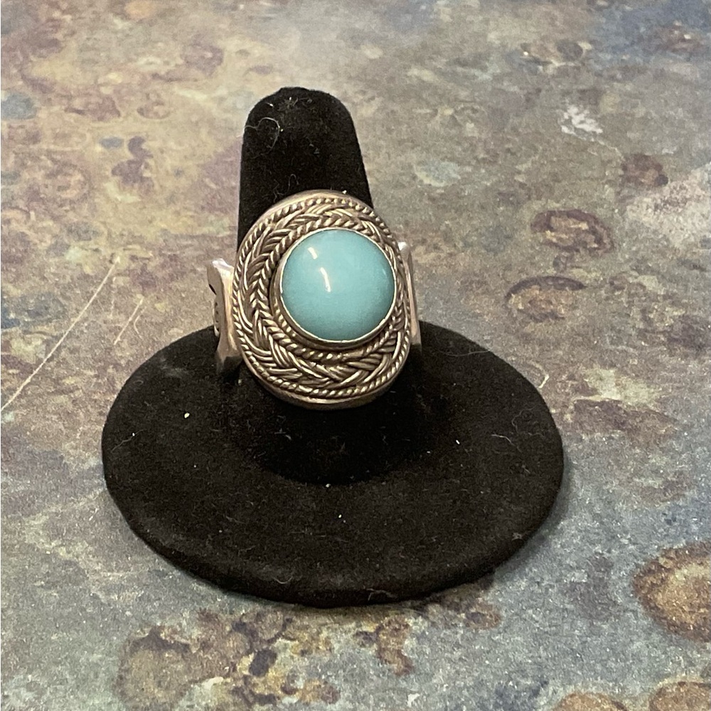 Sterling Silver Larimar Center Statement Ring - Blue